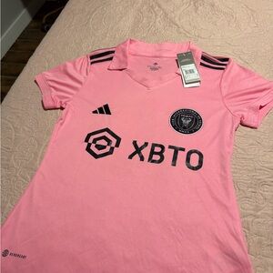 Adidas Pink Sports Jersey with Black Stripes